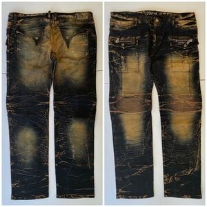 New ROBINS JEAN Slim Straight Biker Jeans SZ 42